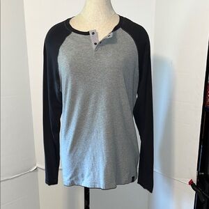 Lucky Brand Gray and Black Long Sleeve Tee